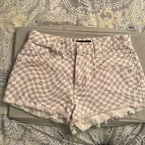 Light purple and white checkered Jean shorts